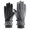 Black thickened warm gloves for both men and women, anti-slip and wear-resistant, suitable for daily cycling work Item Picture